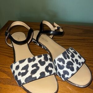 Talbots Black and White Leopard Print Sandals